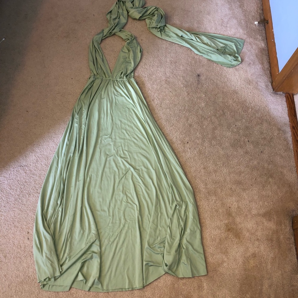 light green tie top bridesmaid dress